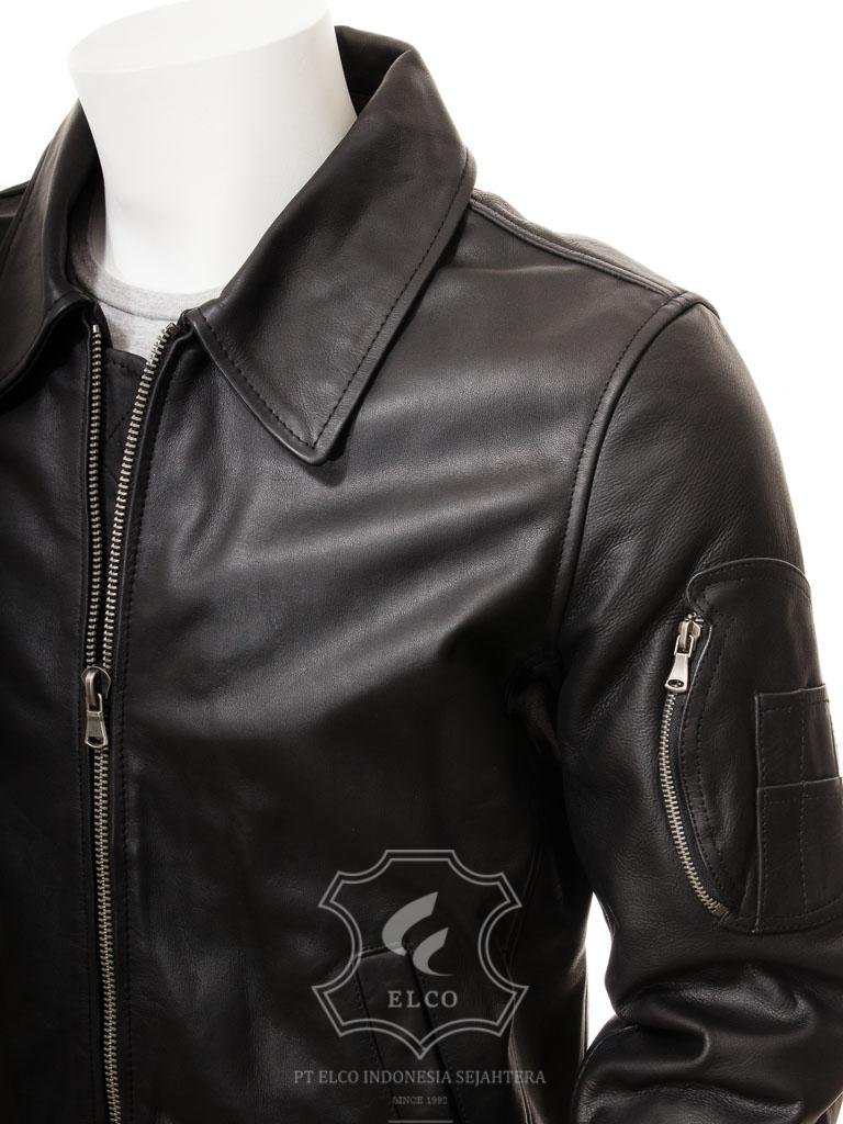 Jaket Kulit Pria Desain Bomber - PCB 476 - Gambar 3