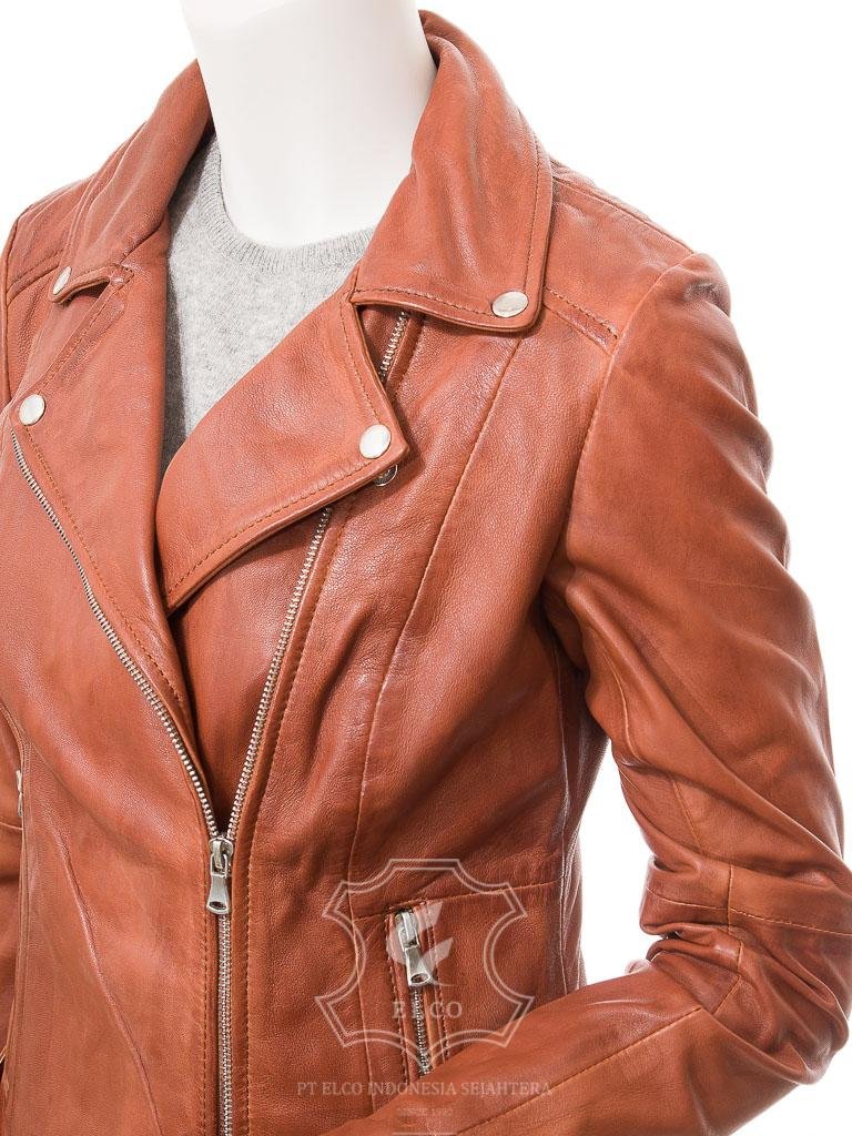 Jaket Kulit Wanita Desain Serong - WS 442 - Gambar 4