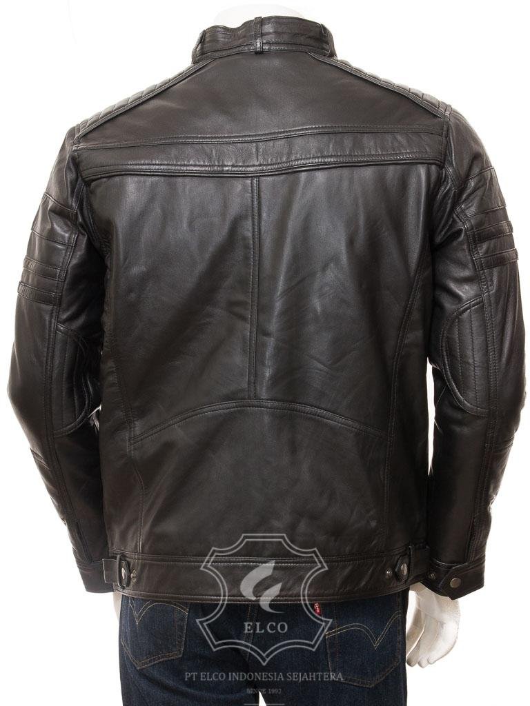 Jaket Kulit Pria Desain Biker - PB 432 - Gambar 4