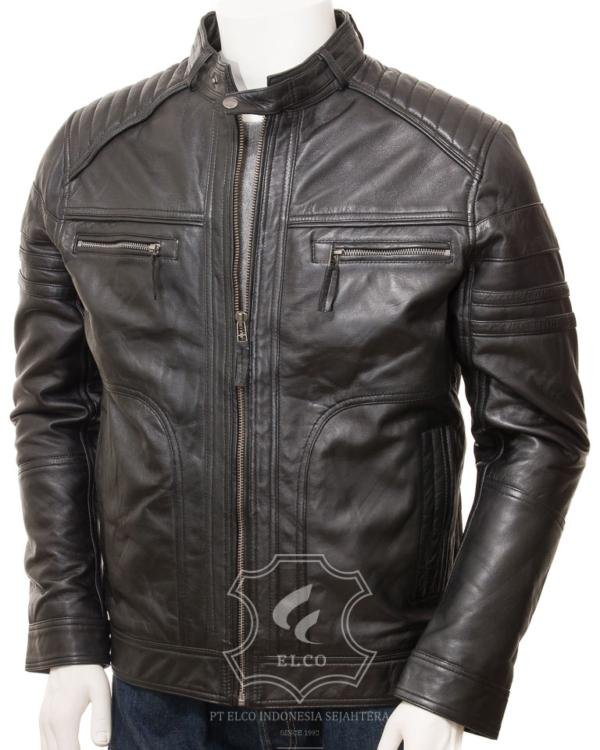 Jaket Kulit Pria Desain Biker - PB 432