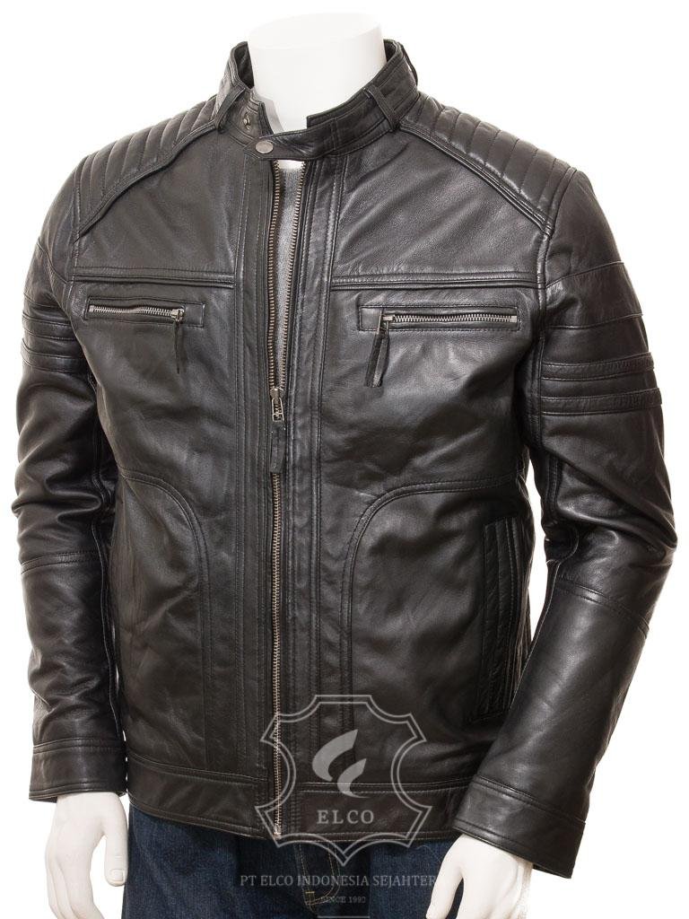 Jaket Kulit Pria Desain Biker - PB 432