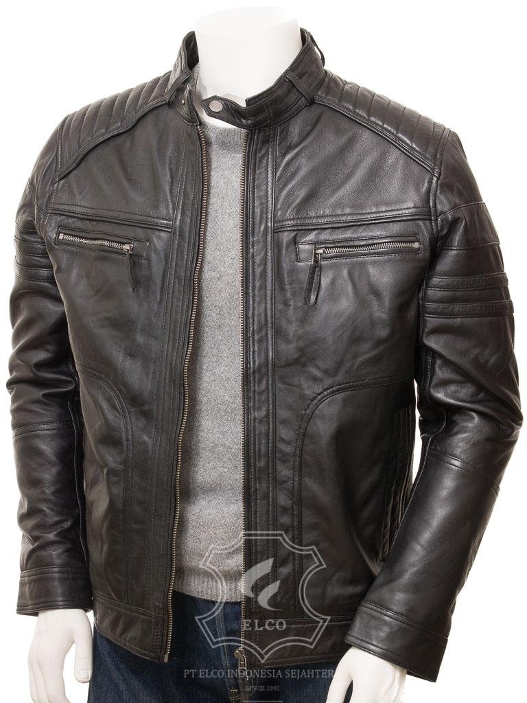 Jaket Kulit Pria Desain Biker - PB 432 - Gambar 2