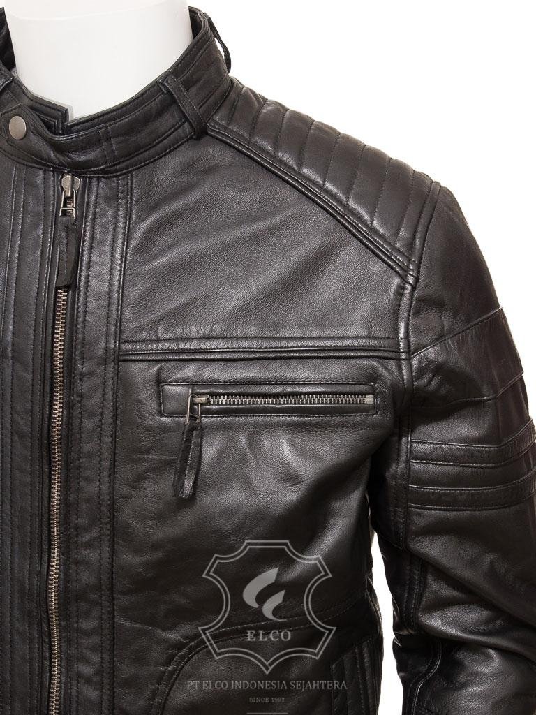 Jaket Kulit Pria Desain Biker - PB 432 - Gambar 3