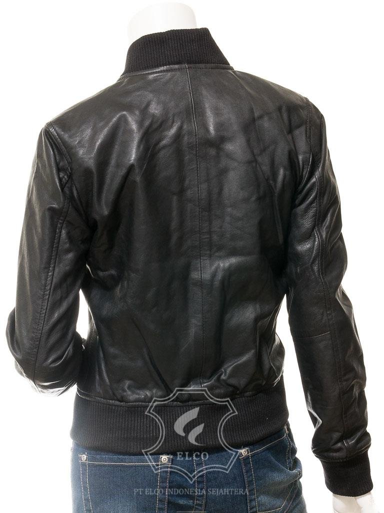 Jaket Kulit Wanita Desain Bomber - WCB 442 - Gambar 3