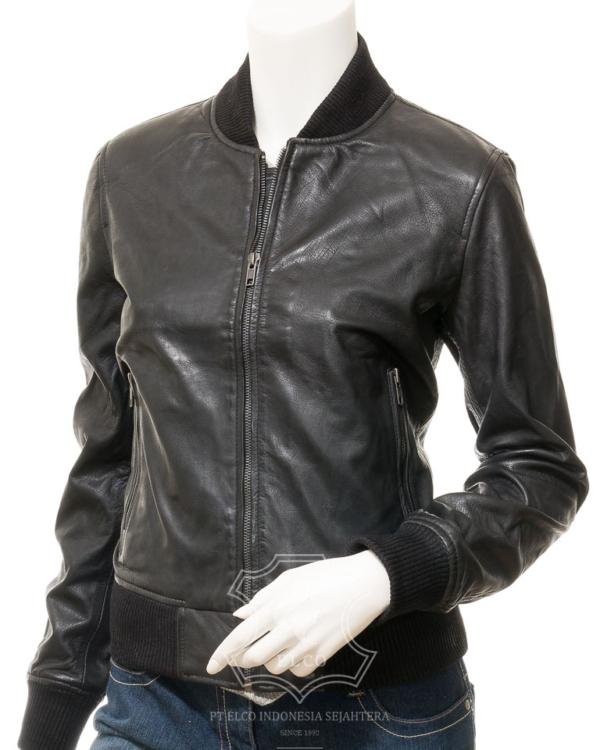 Jaket Kulit Wanita Desain Bomber - WCB 442
