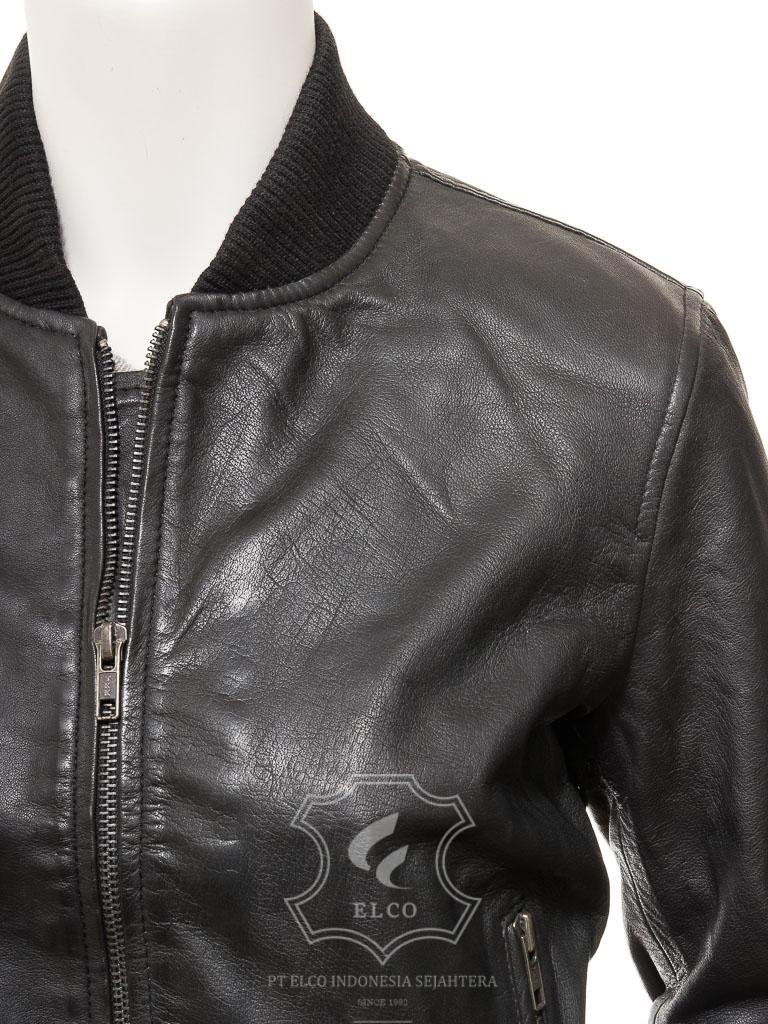 Jaket Kulit Wanita Desain Bomber - WCB 442 - Gambar 4