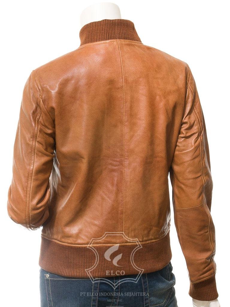 Jaket Kulit Wanita Desain Bomber - WCB 443 - Gambar 3