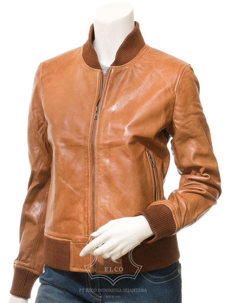 Jaket Kulit Wanita Desain Bomber - WCB 443