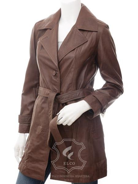 Jaket Kulit Wanita Desain Jas - WJ 448