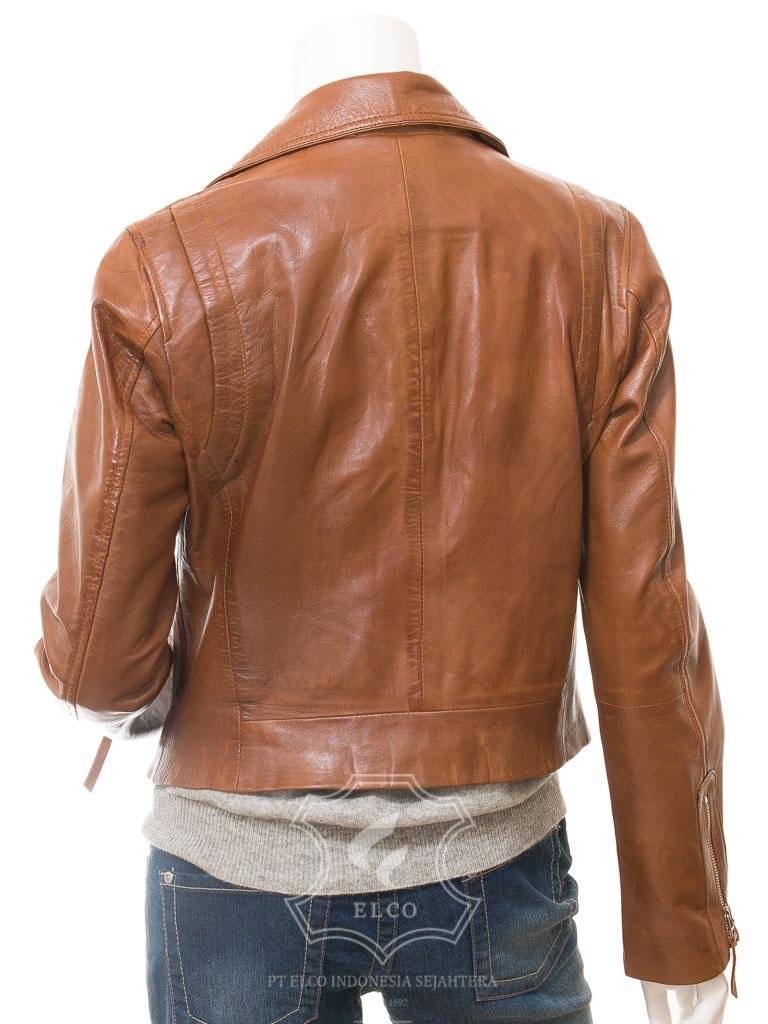 Jaket Kulit Wanita Desain Serong - WS 444 - Gambar 3
