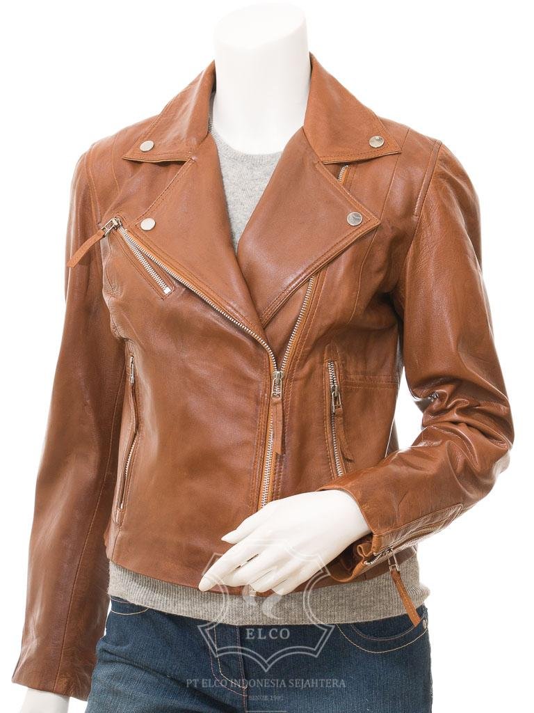 Jaket Kulit Wanita Desain Serong - WS 444 - Gambar 2