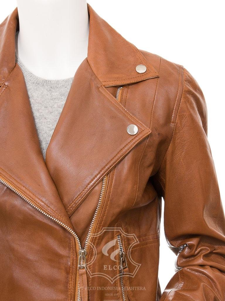 Jaket Kulit Wanita Desain Serong - WS 444 - Gambar 4
