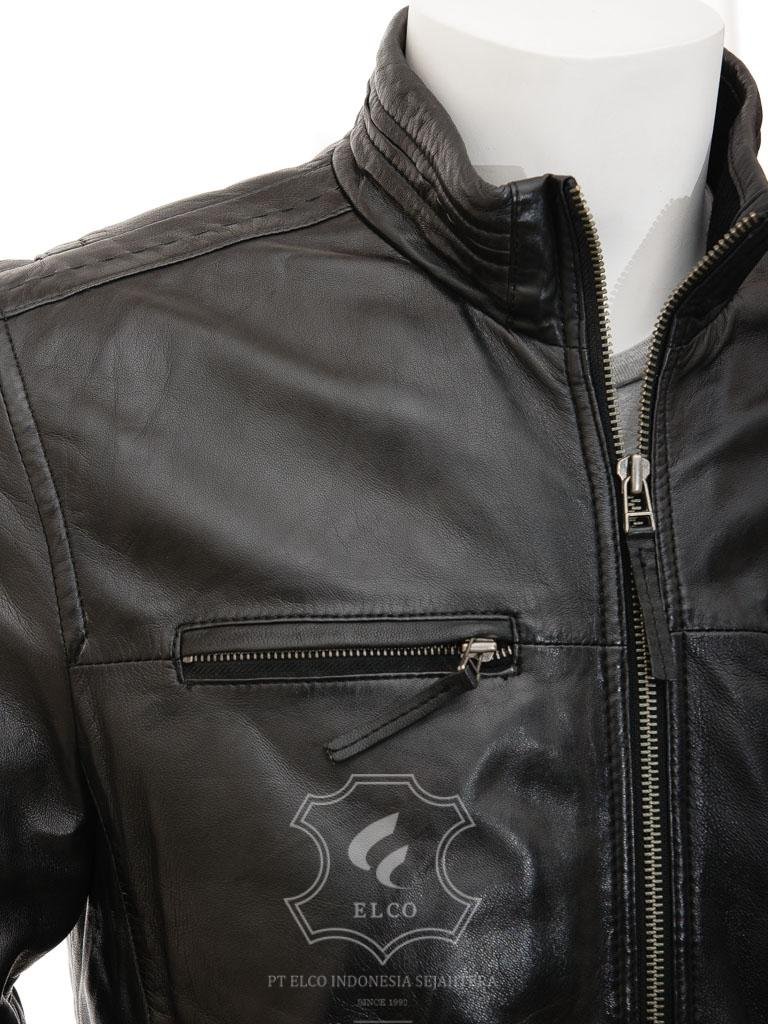 Jaket Kulit Pria Desain Biker - PB 431 - Gambar 2