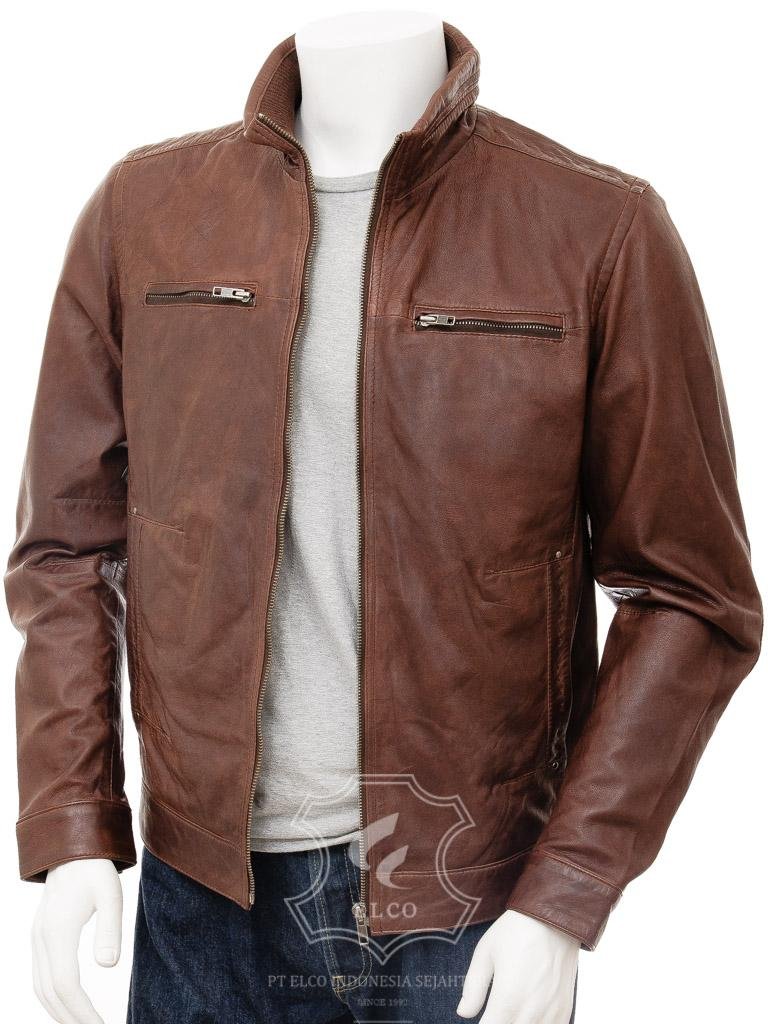 Jaket Kulit Pria Desain Biker - PB 427 - Gambar 2