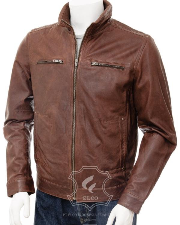Jaket Kulit Pria Desain Biker - PB 427