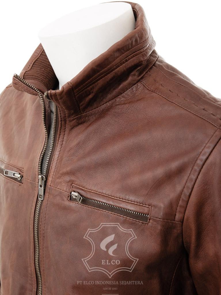 Jaket Kulit Pria Desain Biker - PB 427 - Gambar 4