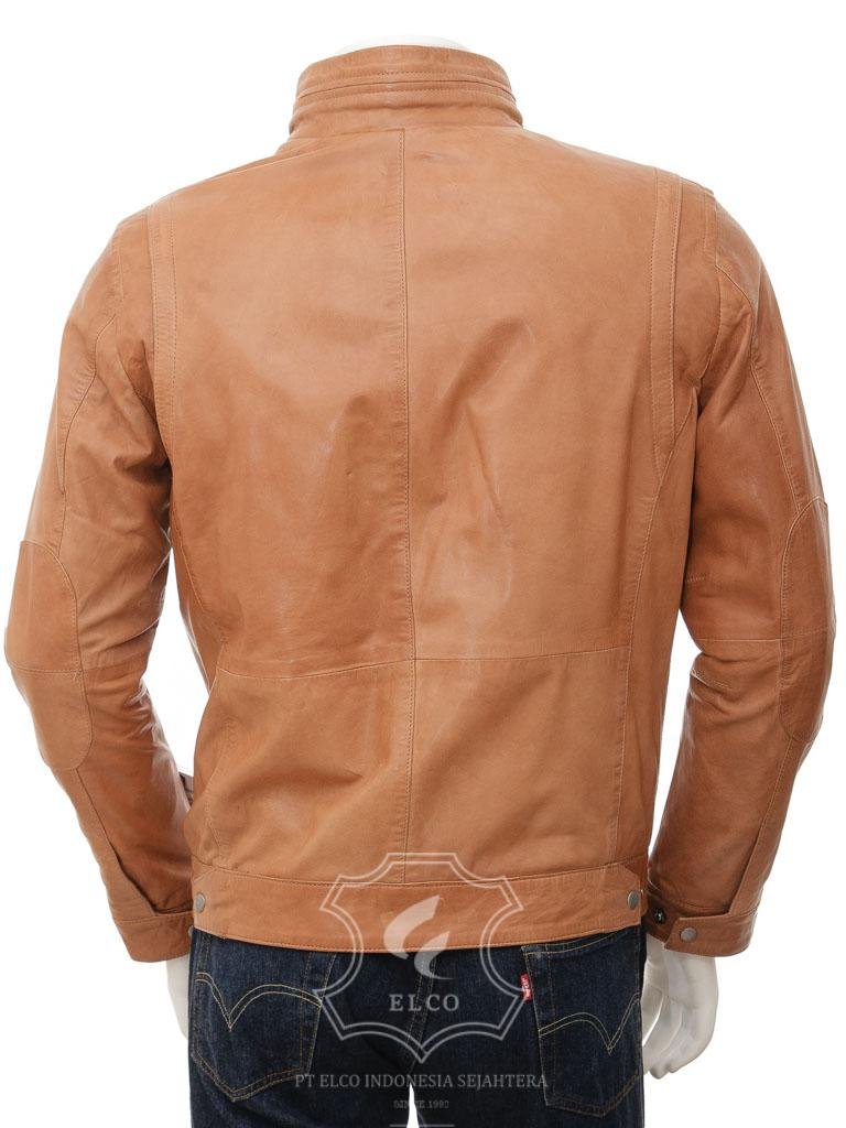 Jaket Kulit Pria Desain Biker - PB 436 - Gambar 3