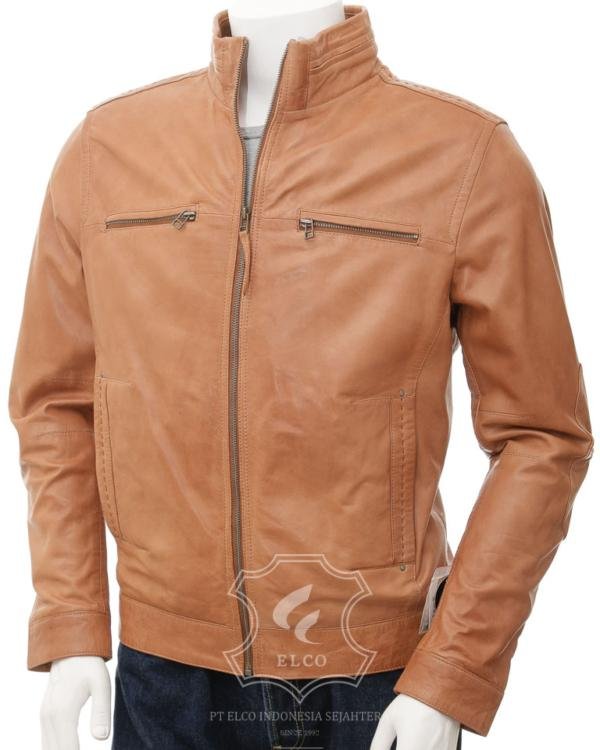 Jaket Kulit Pria Desain Biker - PB 436
