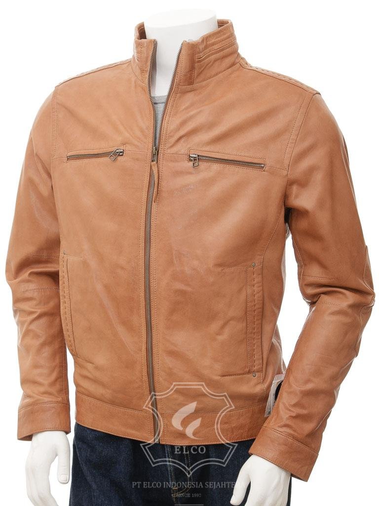 Jaket Kulit Pria Desain Biker - PB 436