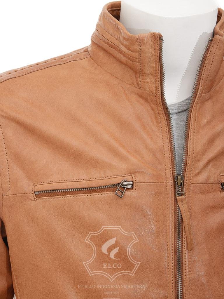 Jaket Kulit Pria Desain Biker - PB 436 - Gambar 2