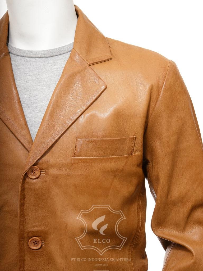 Jaket Kulit Pria Desain Jas - PJ 447 - Gambar 3