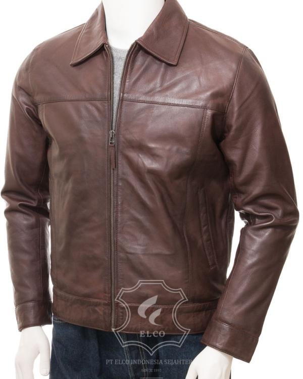 Jaket Kulit Pria Desain Bomber - PCB 483