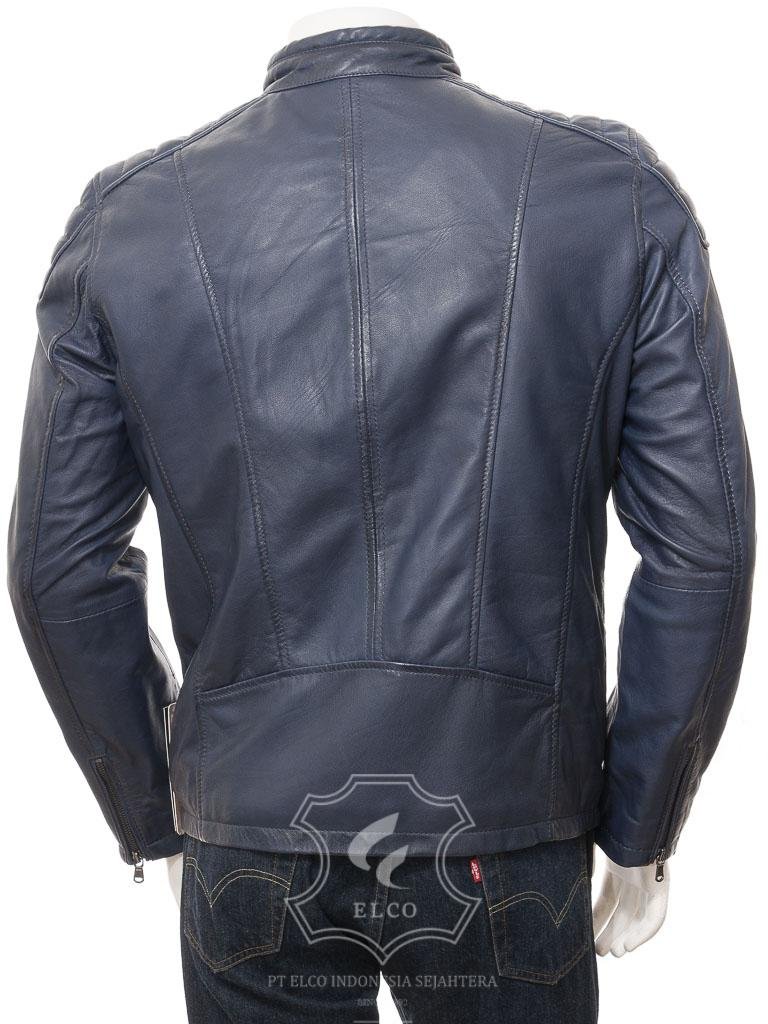 Jaket Kulit Pria Desain Biker - PB 430 - Gambar 4