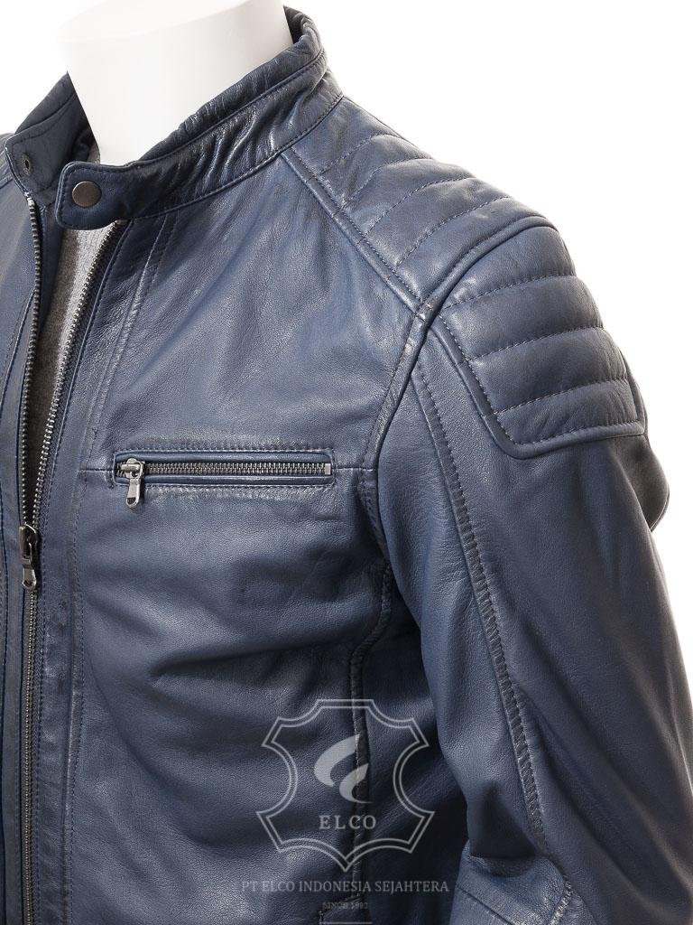 Jaket Kulit Pria Desain Biker - PB 430 - Gambar 3