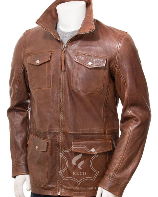 Jaket Kulit Pria Desain Safari - PJS 411