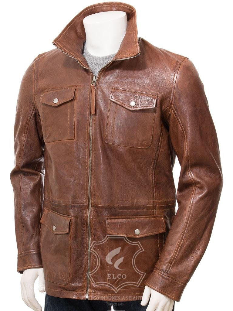 Jaket Kulit Pria Desain Safari - PJS 411