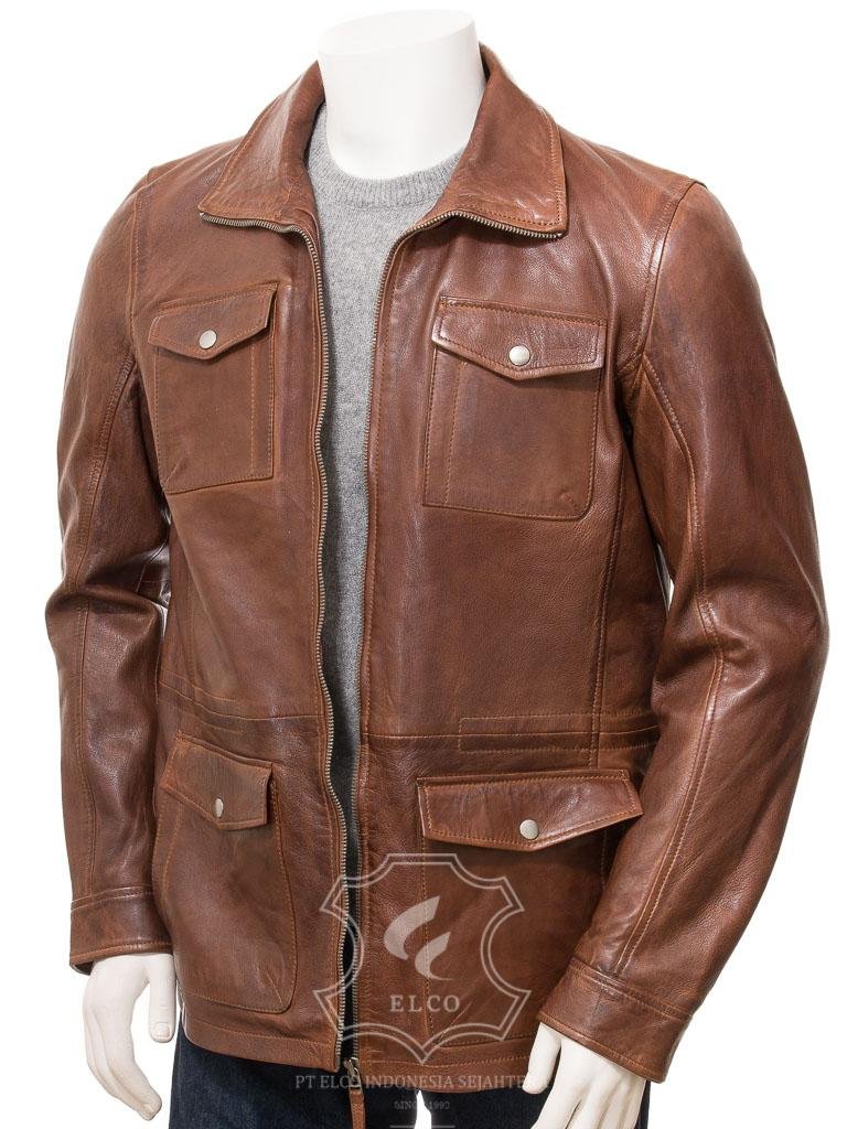 Jaket Kulit Pria Desain Safari - PJS 411 - Gambar 2