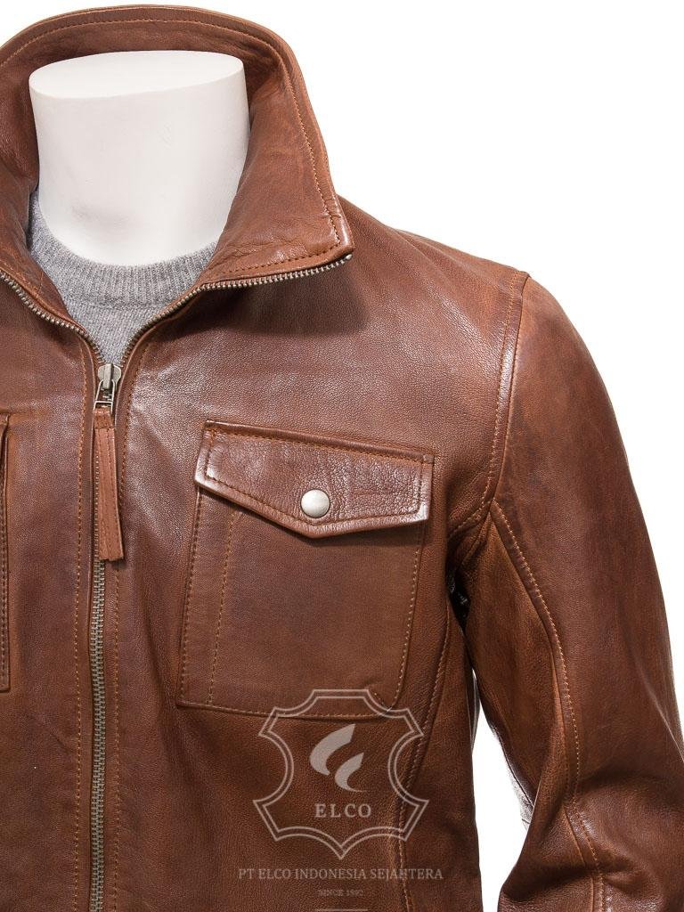 Jaket Kulit Pria Desain Safari - PJS 411 - Gambar 4