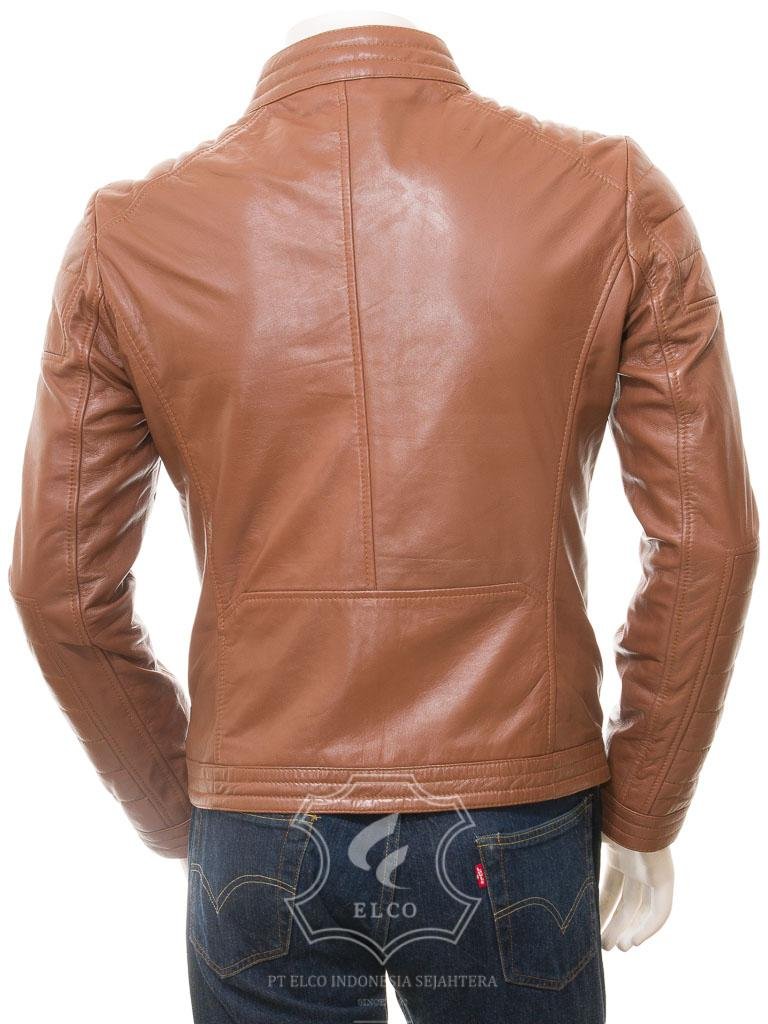 Jaket Kulit Pria Desain Biker - PB 438 - Gambar 3