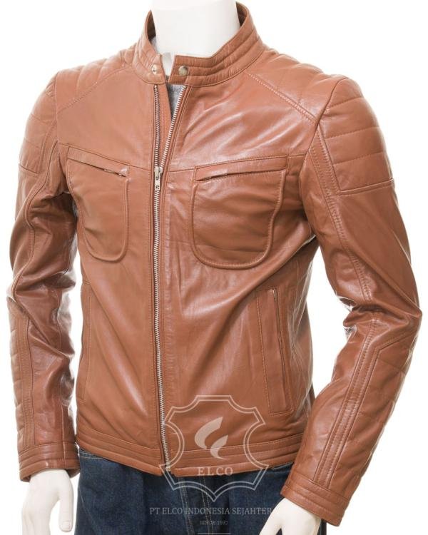 Jaket Kulit Pria Desain Biker - PB 438