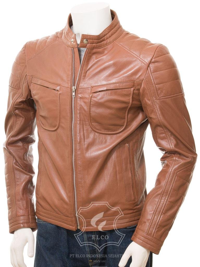 Jaket Kulit Pria Desain Biker - PB 438