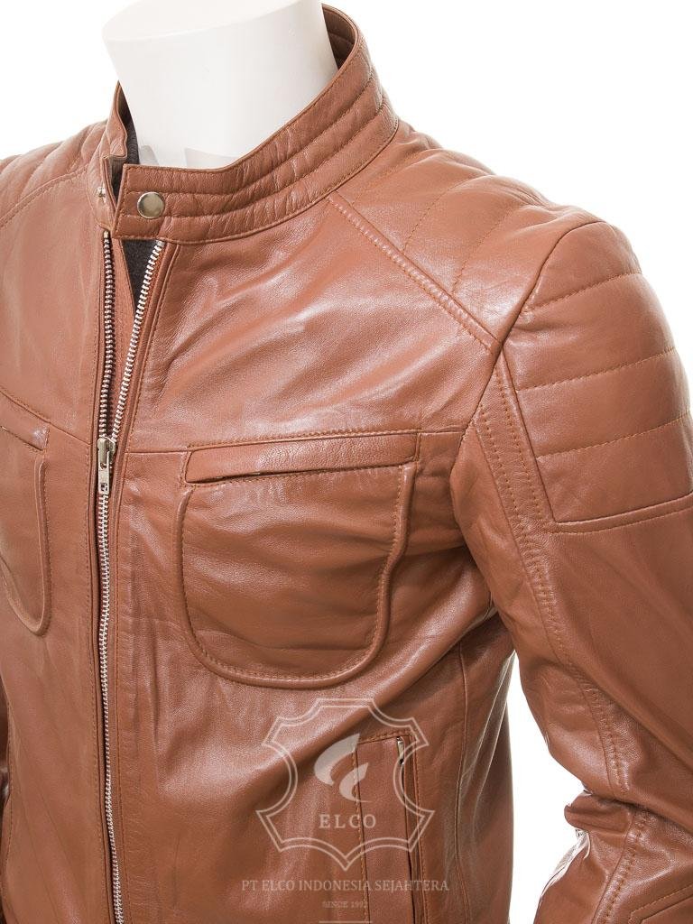 Jaket Kulit Pria Desain Biker - PB 438 - Gambar 2