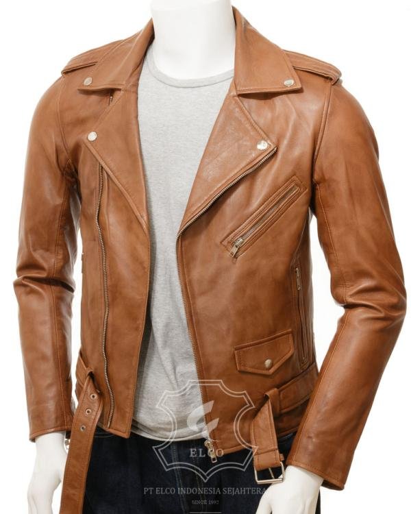 Jaket Kulit Pria Desain Serong - PS 430