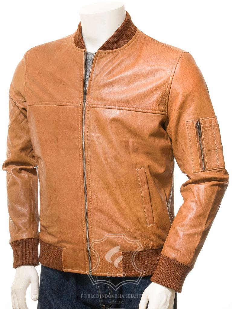 Jaket Kulit Pria Desain Bomber - PCB 486