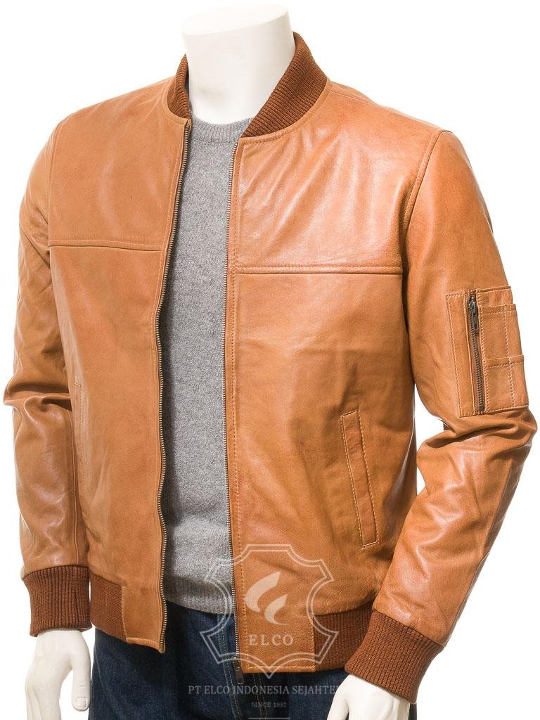 Jaket Kulit Pria Desain Bomber - PCB 486 - Gambar 2